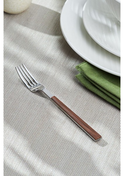 Ahşap tatlı çatalı, şık tasarım, hafif ve dayanıklı paslanmaz çelik materyal