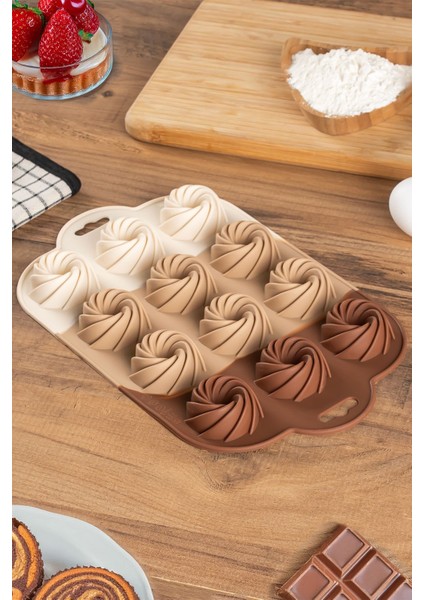 12'li Çok Renkli Silikon Kek ve Kurabiye Kalıbı Seti, Çikolata Pişirme Malzemesi fiyatları