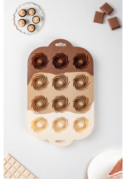 12'li Çok Renkli Silikon Kek ve Kurabiye Kalıbı Seti, Çikolata Pişirme Malzemesi modelleri