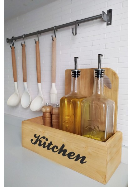 Çok Renkli Ahşap Mutfak Düzenleyici, Şık ve Fonksiyonel Kutu, 1 Parça