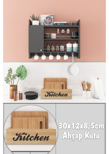 Çok Renkli Ahşap Mutfak Düzenleyici, Şık ve Fonksiyonel Kutu, 1 Parça modelleri