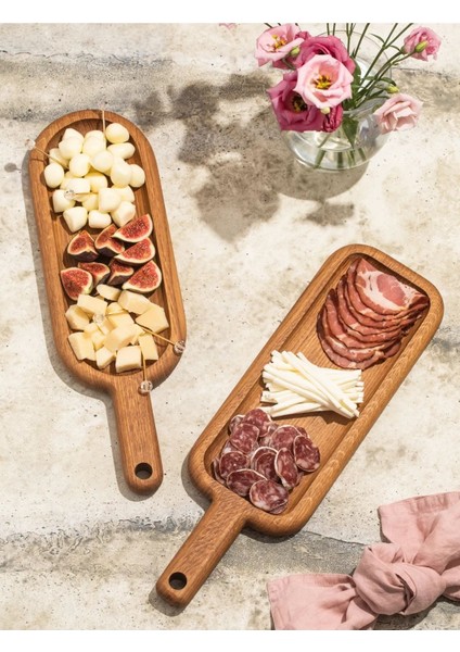 Ahşap 2'li Sunum Tabağı, Steak Sunum, Servis Tabağı, Kahverengi, BPA Free