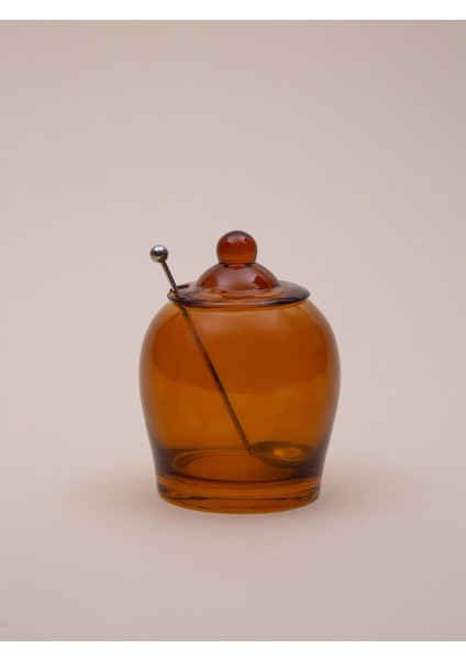 Şeffaf cam zeytinlik amber 15 cm, 101-199 ml, tek parça