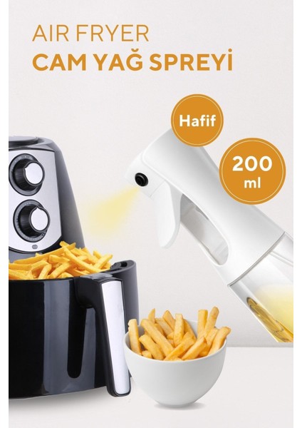 Cam Sprey Yağdanlık, Airfryer İçin 200 ml, 2'li Beyaz Set