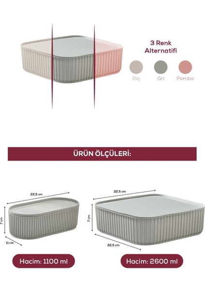 3'lü elastik saklama kabı seti, pratik ve istiflenebilir, gri renkli, dayanıklı plastik fırsatları