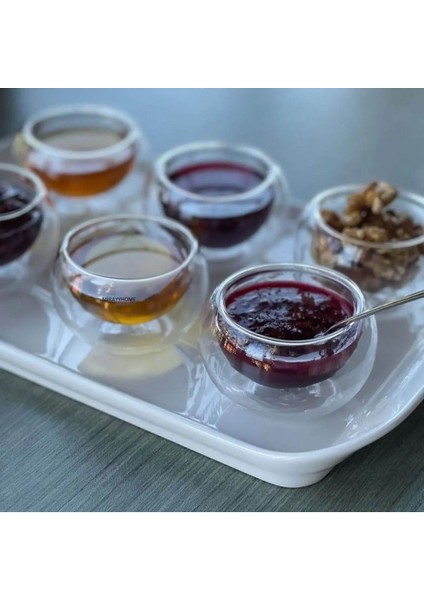 Şeffaf çiftli 6'lı 35ml sosluk seti, şık ve kullanışlı reçellikler fiyatları