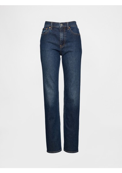 Kadın Lacivert High Rise '90S Straight Jean Pantolon fırsatları
