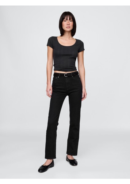 Kadın Siyah High Rise '90S Straight Jean Pantolon