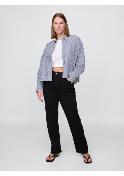 Kadın Siyah High Rise '90S Straight Jean Pantolon indirimleri