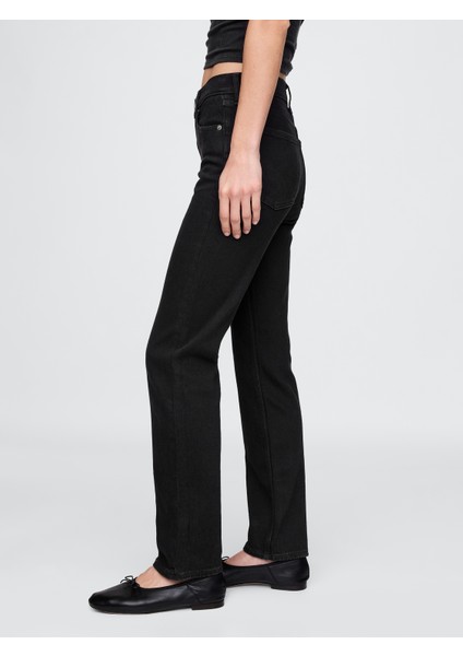 Kadın Siyah High Rise '90S Straight Jean Pantolon