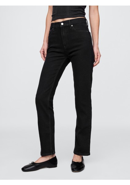 Kadın Siyah High Rise '90S Straight Jean Pantolon