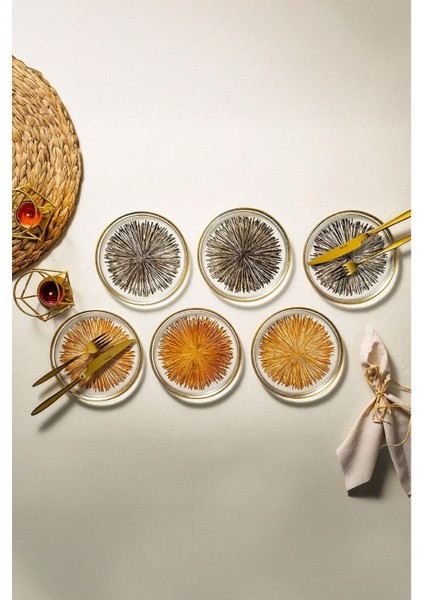 6'lı Renkli Pasta Tabağı Seti 16 cm, Cam, BPA Free, Şık ve Renkli Sunumlar İçin indirimleri