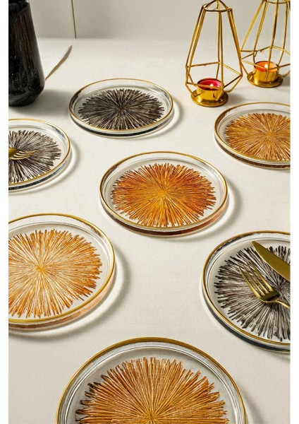 6'lı Renkli Pasta Tabağı Seti 16 cm, Cam, BPA Free, Şık ve Renkli Sunumlar İçin