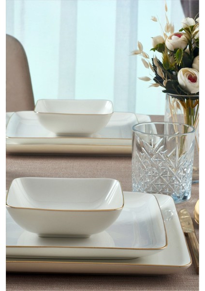 Şık 18 Parça Porselen Yemek Takımı, Beyaz, Modern Tasarım, 6 Kişilik, 13-18 Parça fırsatları