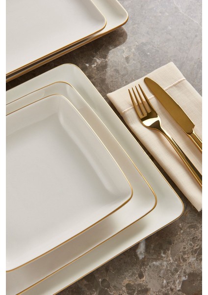 Şık 18 Parça Porselen Yemek Takımı, Beyaz, Modern Tasarım, 6 Kişilik, 13-18 Parça indirimleri