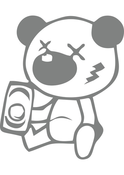 Sarhoş Panda Sticker 17X17 cm Gri