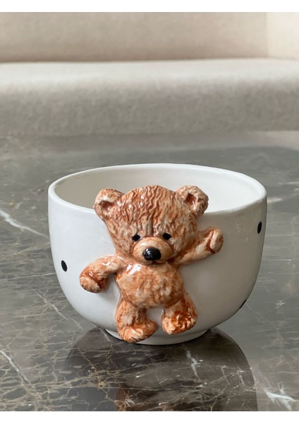 Renkli Teddy Ayı ve Kabartma Kase Seti, 2'li, Eğlenceli ve Şık Tasarım, 300 ml modelleri