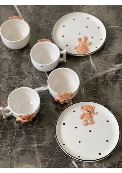 Renkli Teddy Ayı ve Kabartma Kase Seti, 2'li, Eğlenceli ve Şık Tasarım, 300 ml indirimleri