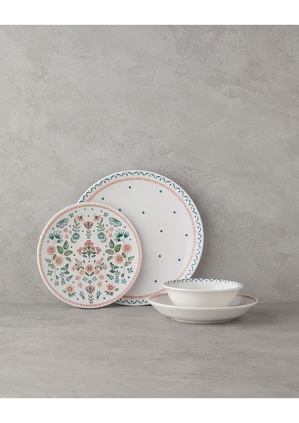 16 Parça Yeşil Seramik Yemek Takımı, 4 Kişilik, şık ve dayanıklı set