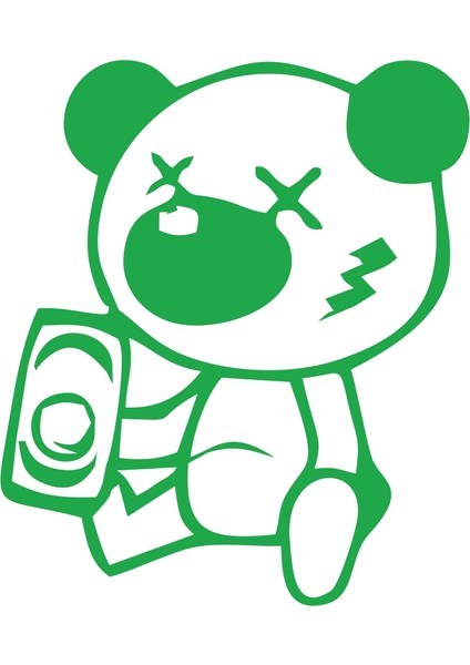 Sarhoş Panda Sticker 17X17 cm Yeşil