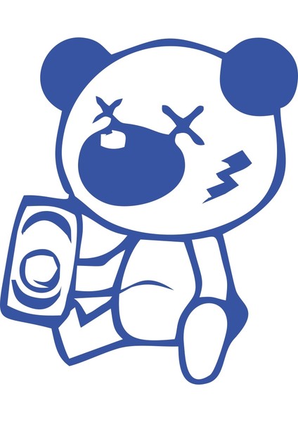 Sarhoş Panda Sticker 17X17 cm Mavi