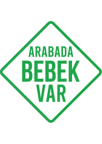 Arabada Bebek Var Sticker 17X17 cm Yeşil