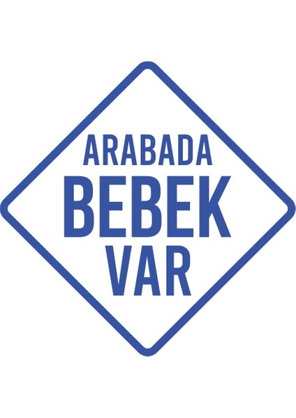 Arabada Bebek Var Sticker 17X17 cm Mavi