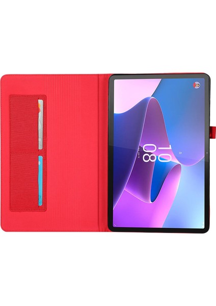 Lenovo Tab P11 Pro Gen 2 Kumaş Doku Pu Deri Tablet Kılıfı Katlanabilir Stand Kart Tutucu Koruyucu Kapak-Kırmızı (Yurt Dışından) fırsatları