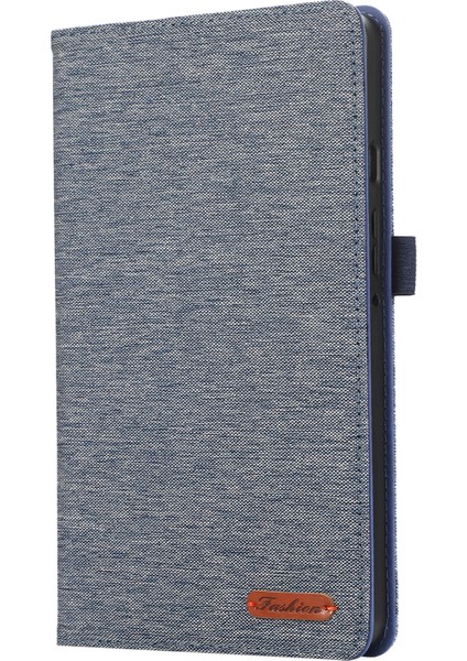Samsung Galaxy Tab A9 Tablet Kılıfı Kumaş Doku Folio Stand Deri Kapak Kart Yuvası Ile-Mavi (Yurt Dışından)
