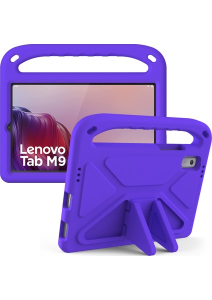 Lenovo Tab M9 Kickstand Tablet Kılıfı El Tutacağı Eva Darbeye Dayanıklı Kapak-Mor (Yurt Dışından)