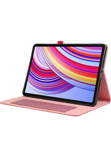 Xiaomi Redmi Pad Pro/redmi Pad Pro 5g/poco Pad Kart Tutucu Kumaş Doku Deri Kılıf Tablet Standı Kapağı-Pembe (Yurt Dışından)