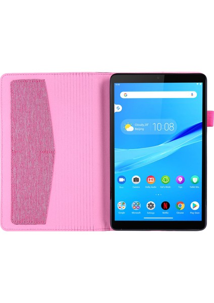 Kumaş Dokulu Kart Yuvaları Stand Deri Kılıf Lenovo Tab M8/tab M8 (2. Nesil)-Gül (Yurt Dışından)
