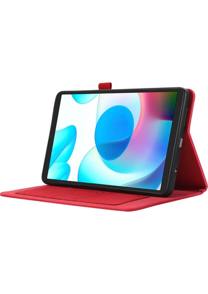 Xiaomi Redmi Pad Se 4g 8.7 Inç Deri Kılıf Kart Tutucu Kumaş Doku Tablet Standı Kapağı-Kırmızı (Yurt Dışından) modelleri
