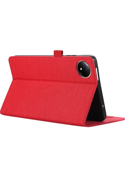 Xiaomi Redmi Pad Se 4g 8.7 Inç Deri Kılıf Kart Tutucu Kumaş Doku Tablet Standı Kapağı-Kırmızı (Yurt Dışından) fırsatları
