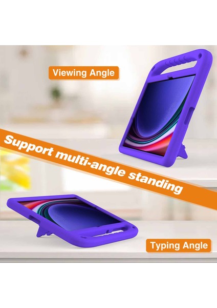 Samsung Galaxy Tab S9 Fe+Kılıf El Tutacağı Eva Tablet Kickstand Kılıfı-Mor (Yurt Dışından)