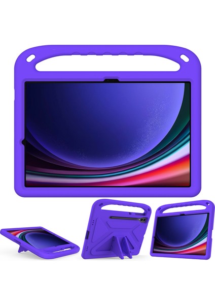 Samsung Galaxy Tab S9 Fe+Kılıf El Tutacağı Eva Tablet Kickstand Kılıfı-Mor (Yurt Dışından)