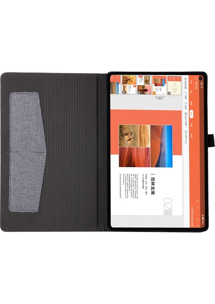 Kart Yuvaları Tasarım Kumaş Doku Pu Deri Katlanır Folio Stand Kılıfı Realme Pad 10.4 Inç-Gri (Yurt Dışından)