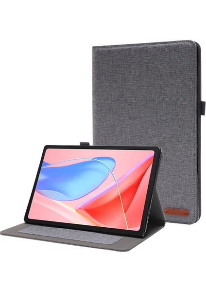 Lenovo Tab 10.1 (2025) TB-311XU/TAB TB311FU Deri Kılıf Kart Tutucu Kumaş Doku Tablet Standı Kapağı-Gri (Yurt Dışından)