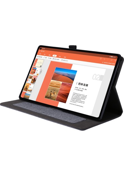 Kart Yuvaları Tasarım Kumaş Doku Pu Deri Katlanır Folio Stand Kılıfı Realme Pad 10.4 Inç-Gri (Yurt Dışından)