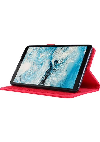 Kumaş Dokulu Kart Yuvaları Standı Deri Koruyucu Kılıf Lenovo Tab M7 (2. Nesil) TB-7305F/(3. Nesil)-Kırmızı (Yurt Dışından) fiyatları