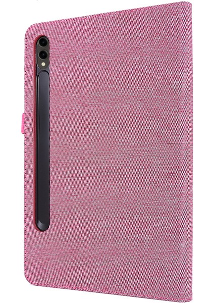 Samsung Galaxy Tab S9 Ultra Kılıf Kumaş Doku Kart Tutucu Tablet Standı Kapak-Pembe (Yurt Dışından)