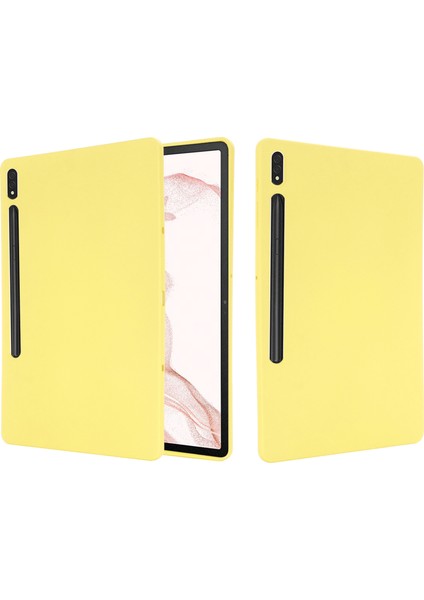 Samsung Galaxy Tab S9 Fe+Sıvı Silikon Kılıf Yumuşak Dokunmatik Tablet Kapağı-Sarı (Yurt Dışından)