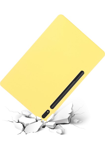 Samsung Galaxy Tab S9 Fe+Sıvı Silikon Kılıf Yumuşak Dokunmatik Tablet Kapağı-Sarı (Yurt Dışından)