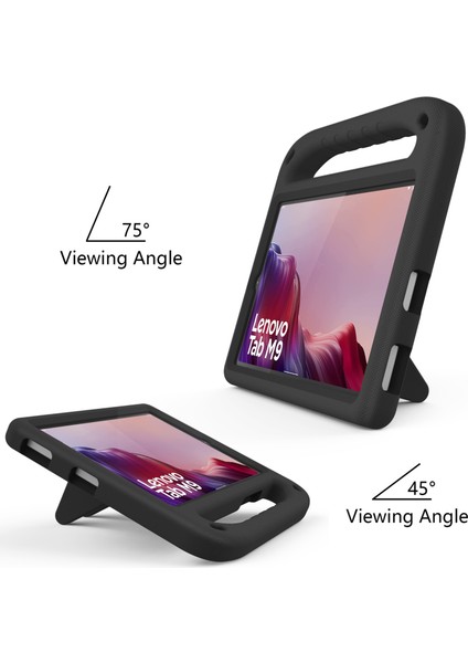 Lenovo Tab M9 Kickstand Tablet Kılıfı El Tutacağı Eva Darbeye Dayanıklı Kapak-Siyah (Yurt Dışından) fiyatları