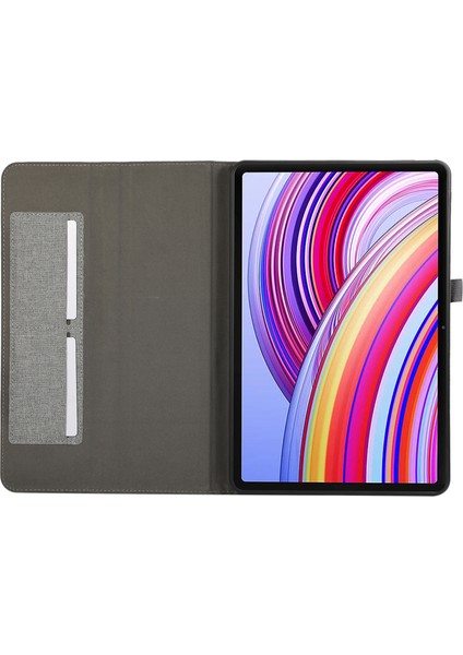 Xiaomi Redmi Pad Pro/redmi Pad Pro 5g/poco Pad Kart Tutucu Kumaş Doku Deri Kılıf Tablet Standı Kapağı-Gri (Yurt Dışından)