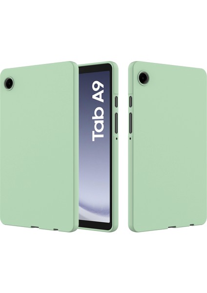Samsung Galaxy Tab A9 Kapak Sıvı Silikon Kılıf Mikrofiber Astarlı-Yeşil (Yurt Dışından)