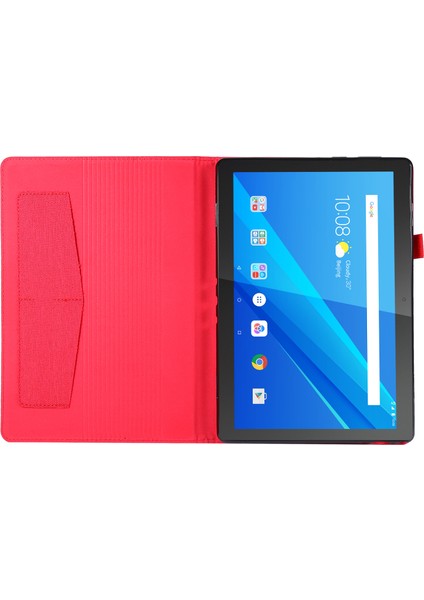 Kumaş Dokulu Kart Tutucu Stand Deri Kılıf Lenovo Tab P10-KIRMIZI (Yurt Dışından) fiyatları