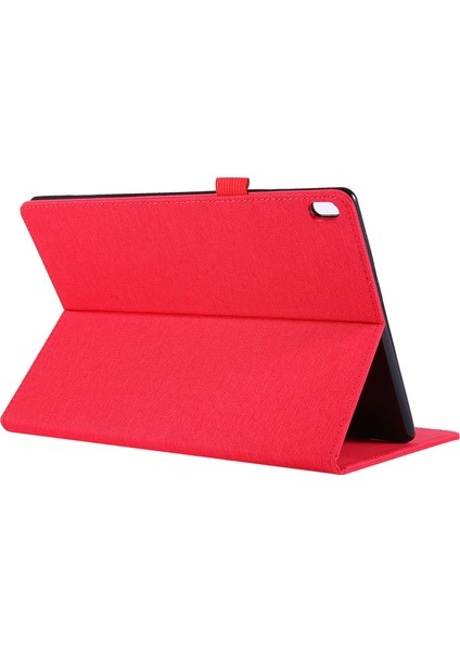 Kumaş Dokulu Kart Tutucu Stand Deri Kılıf Lenovo Tab P10-KIRMIZI (Yurt Dışından) modelleri