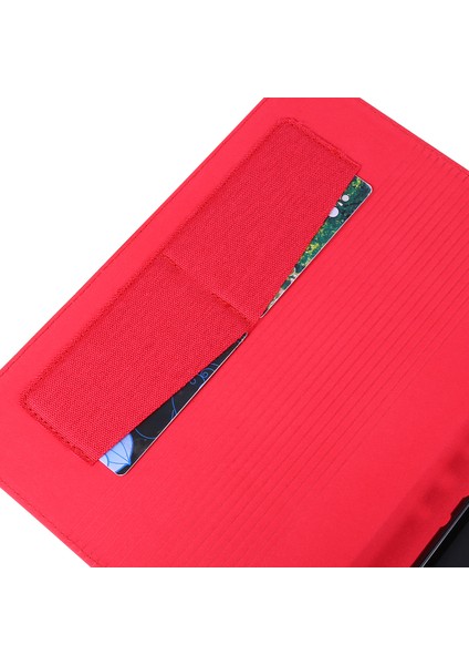 Kumaş Dokulu Kart Tutucu Stand Deri Kılıf Lenovo Tab P10-KIRMIZI (Yurt Dışından) fırsatları
