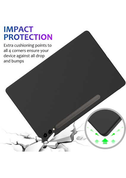 Samsung Galaxy Tab S9+Kılıf Çizilmez Sıvı Silikon Kapak-Siyah (Yurt Dışından)